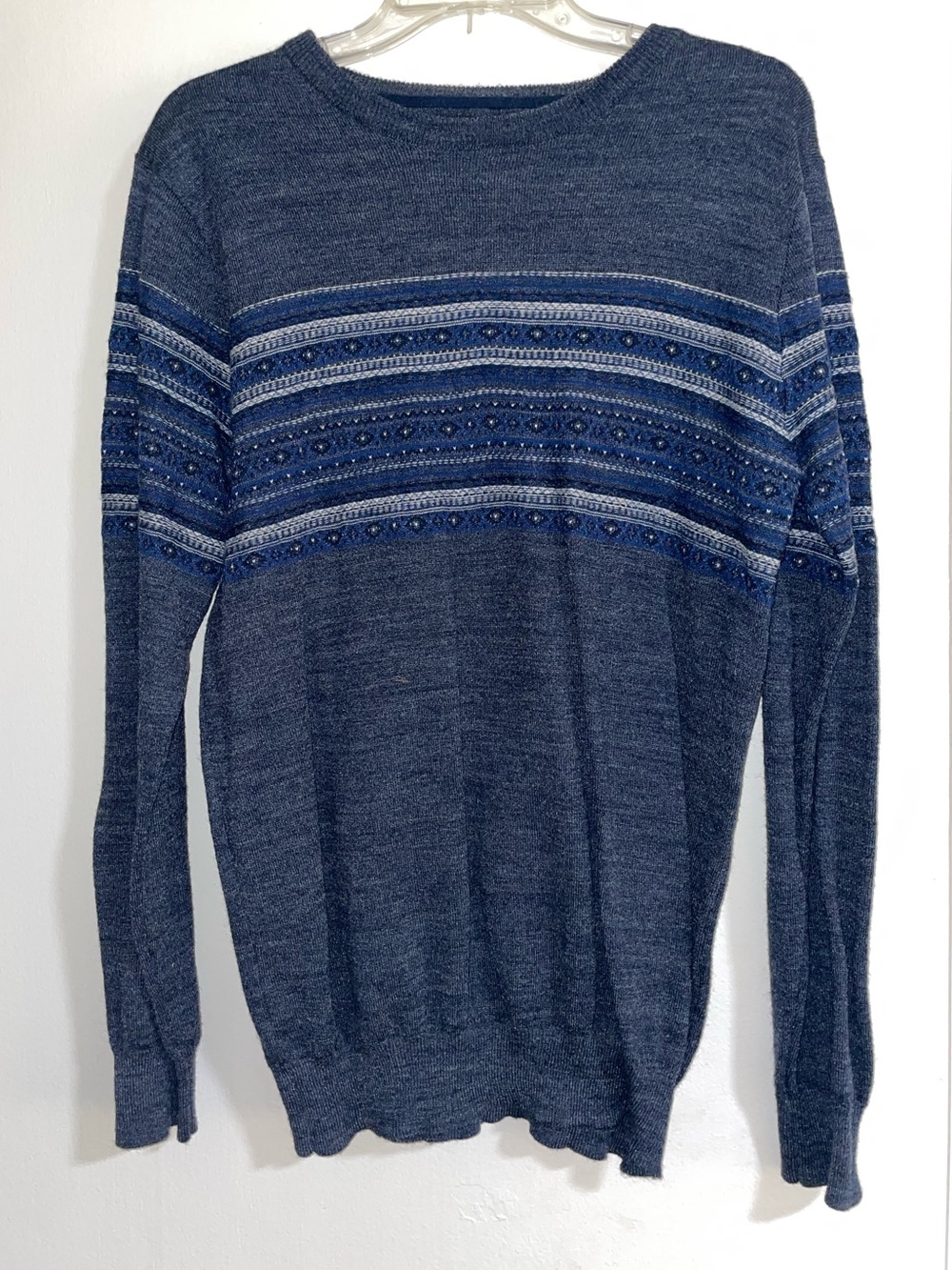 21men Blue Striped Crewneck Sweater